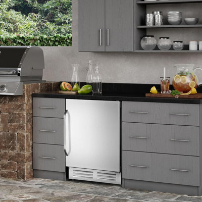24 Inch Outdoor Beverage Refrigerator Cooler,210 Cans Wide Beverage And Beer Fridge With Glass Door And Powerful Cooling Compressor, Built-In/Freestanding Drink Fridge For Kitchen