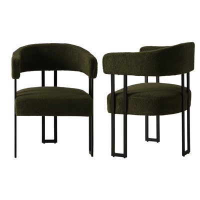 Haskett Upholstered Dining Armchair with metal legs