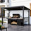 12 pi. L 6 pi. D Pavillon de jardin pour barbecue avec toit rigide incliné pour barbecue