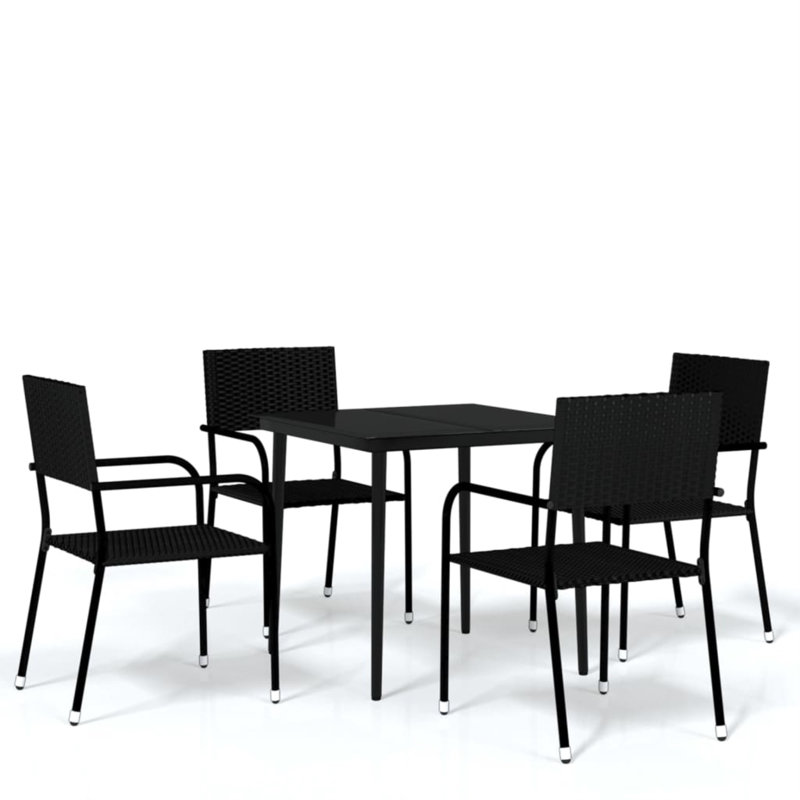 Patio Dining Set Table,, 29.1" H x 31.5" L x 31.5" W, Black, 4
