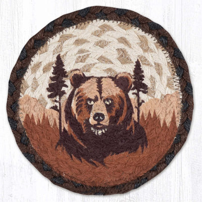  Ours brun rond grand sous-main rustique 7 po H