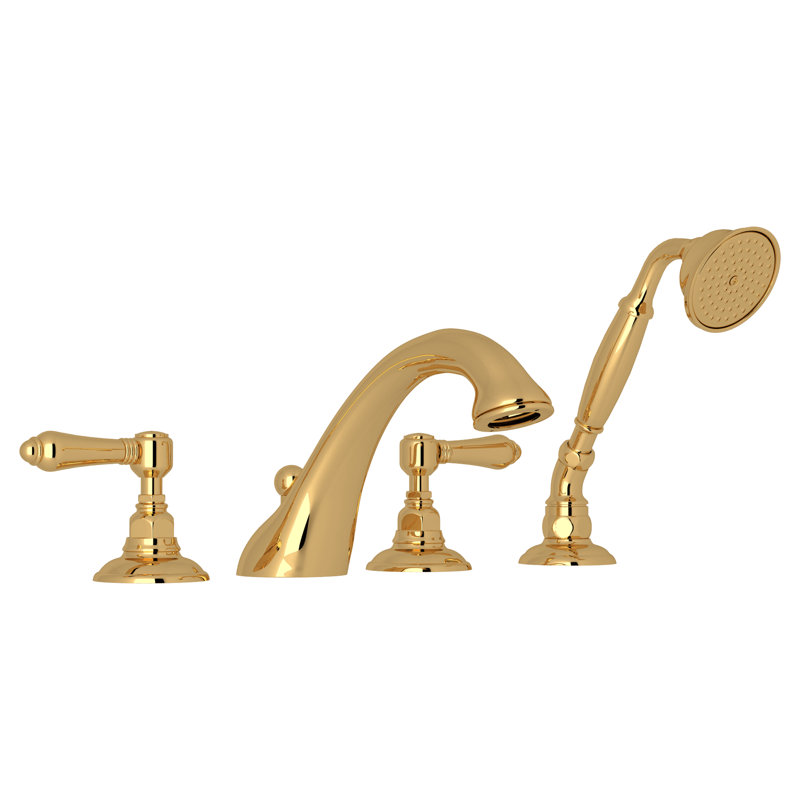 Viaggio 4-Hole Deck Mount Tub Filler, Italian Brass