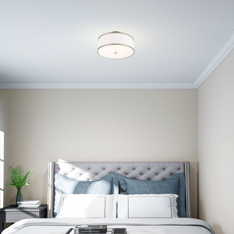 Berthine Linen Blend Semi Flush Mount, 13" DIA x 8" H