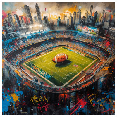 Tapisserie murale «Football Stadium Cityscape» - décoration murale Football