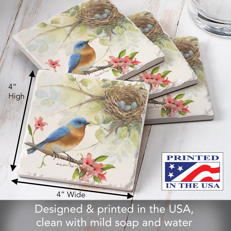 Bluebird Multicolor Tumbled Tile Stone Coasters with Cork Backing