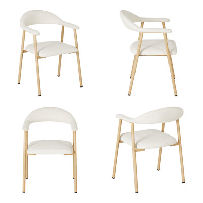 Set Of 4 Modern Upholstered Arm Dining Chairs