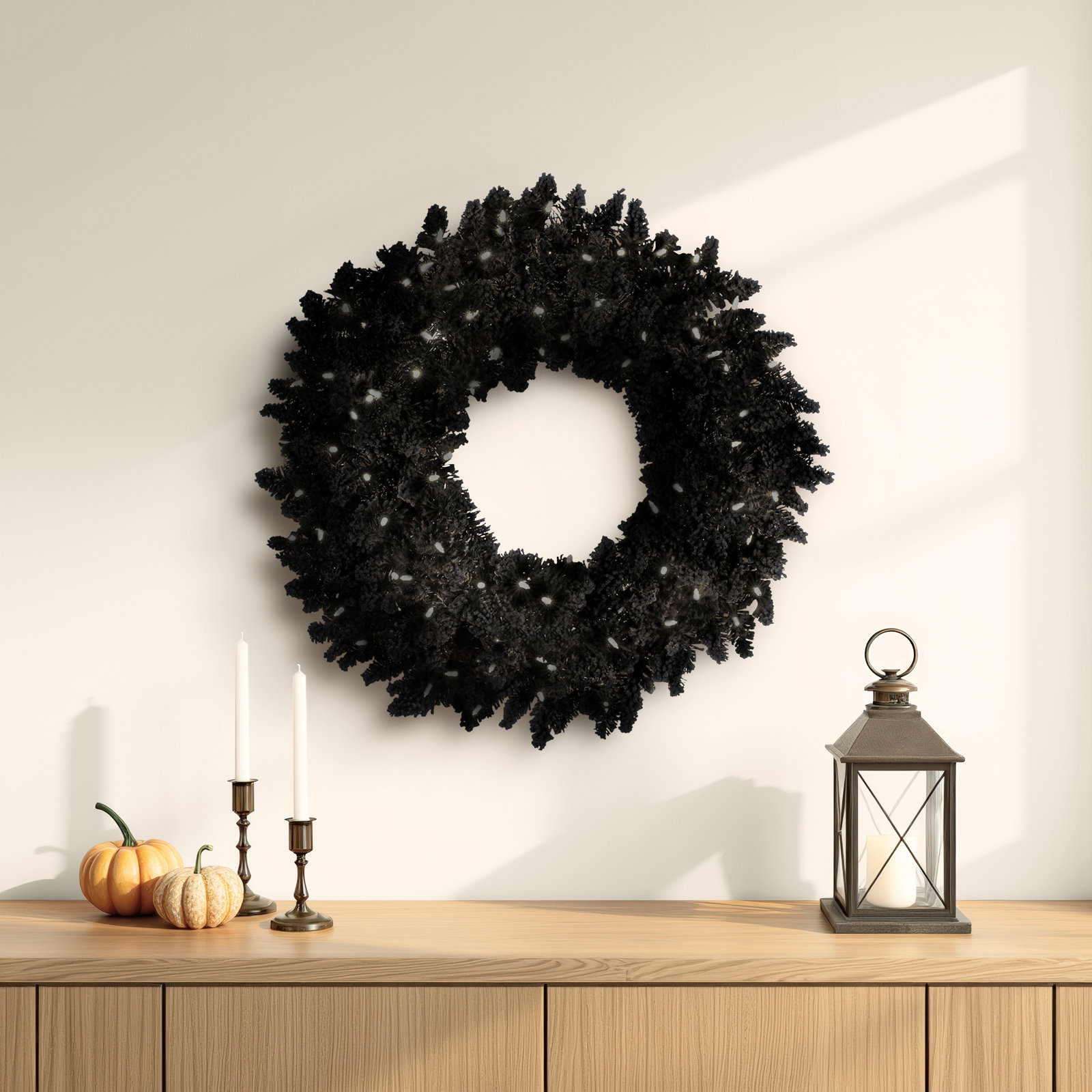 Flocked Fir Pre-Lit Dura-Lit Lighted PVC Wreath, 24" H x 24" W