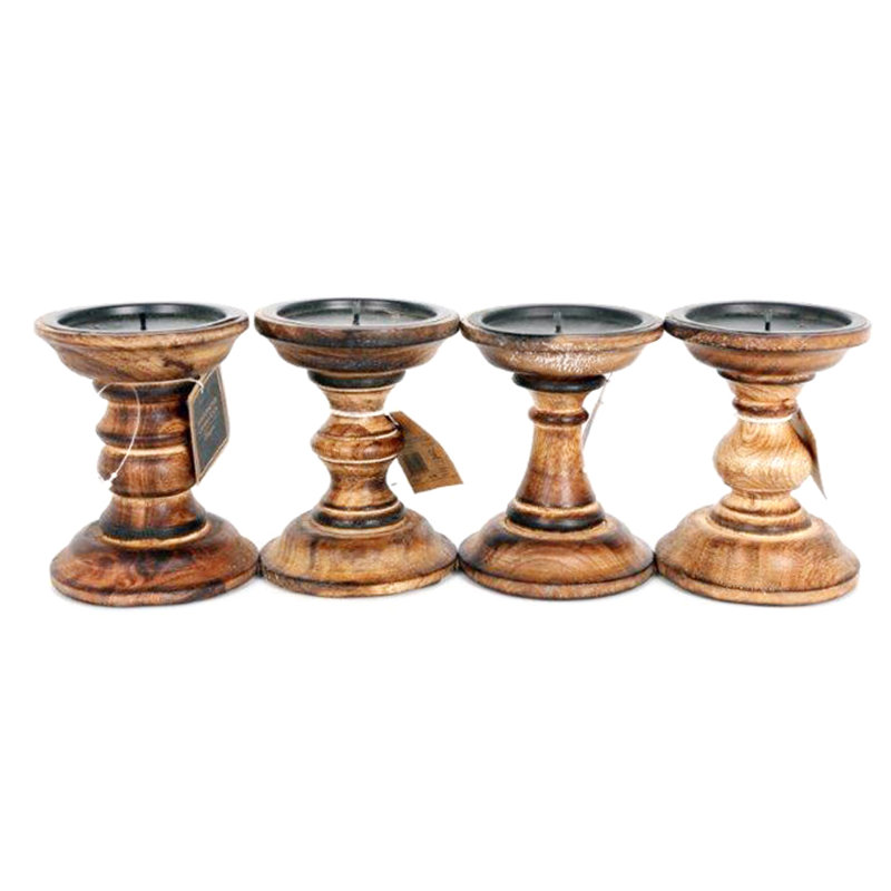 Wood Tabletop / Centrepiece Candlestick, Brown