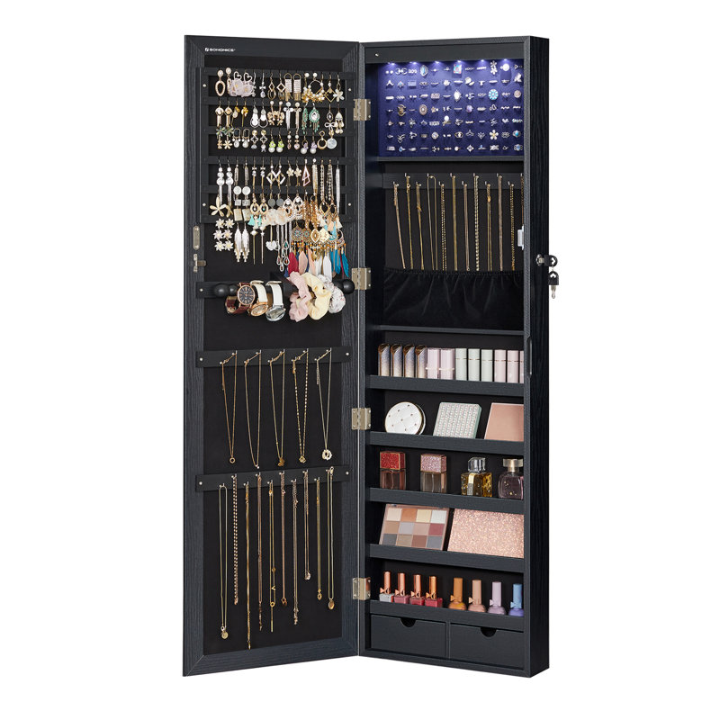 Askins 14.6'' Wide Over-the-Door Jewelry Armoire, Black