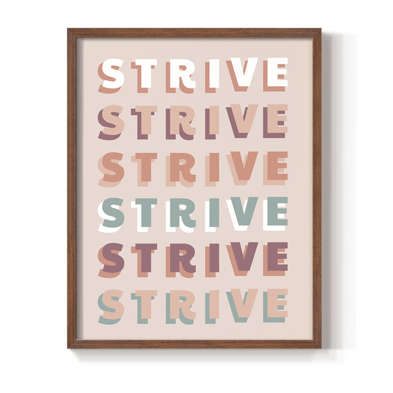 Strive Framed Print - Solid Wood, 20" H x 16" W, Brown