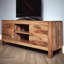 140Cm Solid Mango Wood TV Stand – Light Oak Finish Fully Assembled Media Console Cabinet, No Veneer Entertainment Unit With Storage Shelves & Drawers For Living Room, Modern Rustic TV Cabinet