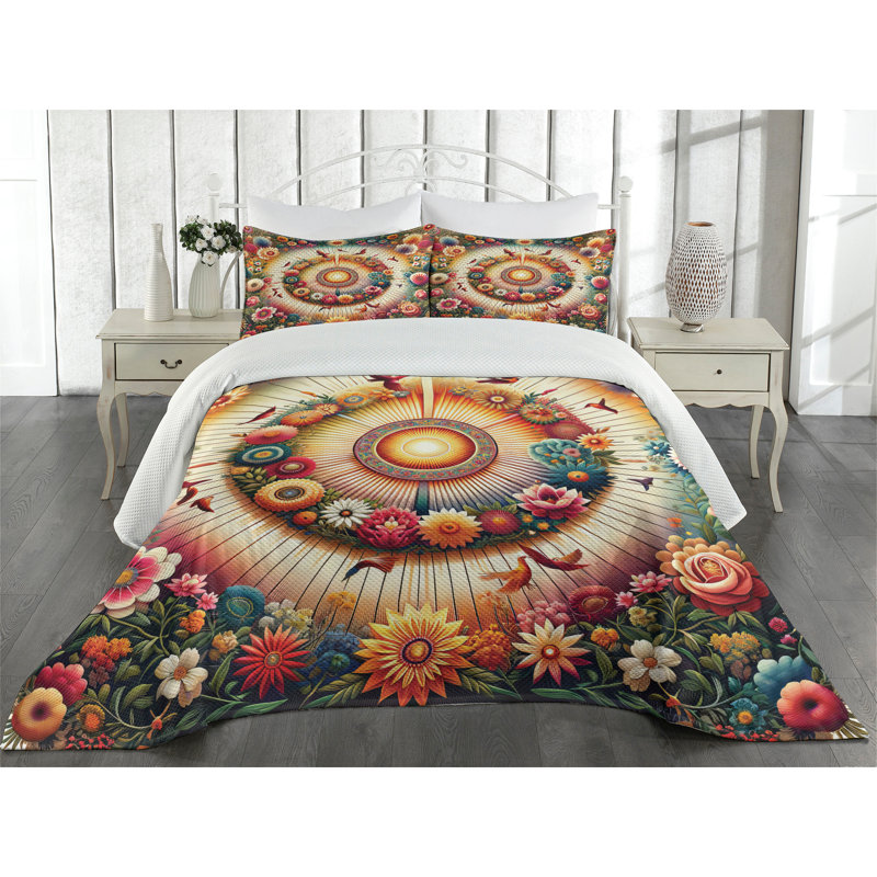 Polyester Floral Coverlet, King Coverlet + 2 Standard Shams