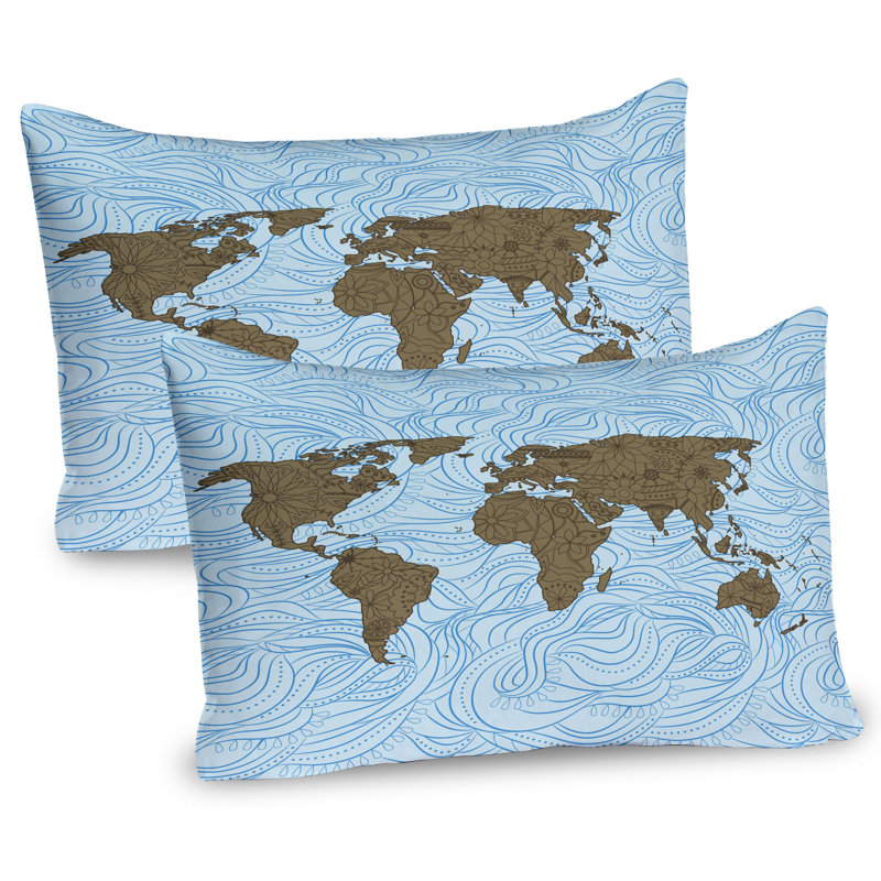 Ensemble de 2 taies décoratives avec vagues bleu cacao Ambesonne, H 20 po x l 30 po