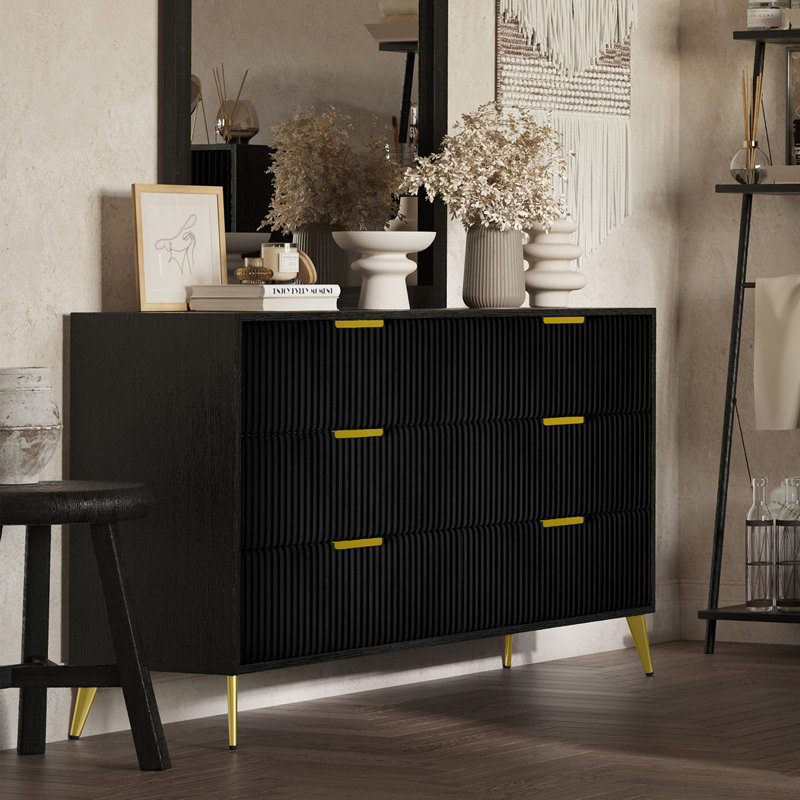 Ochlocknee 6-Drawer Dresser, Black