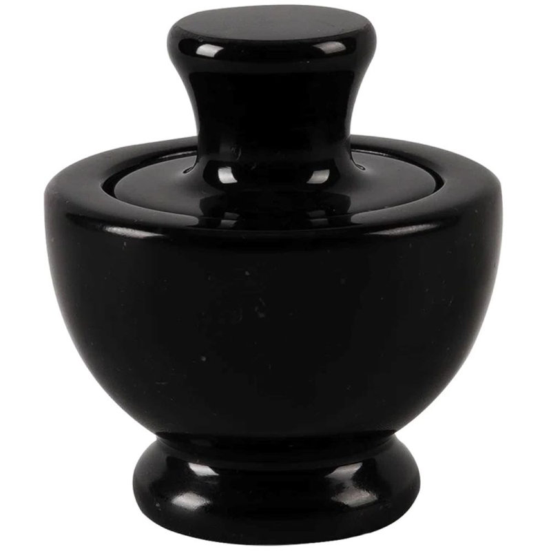 Ensemble de concasseur et de mortier et pilon en marbre naturel fait à la main, Noir