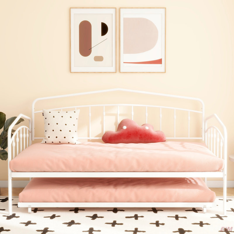 Lit de jour simple avec couchette simple, Blanc