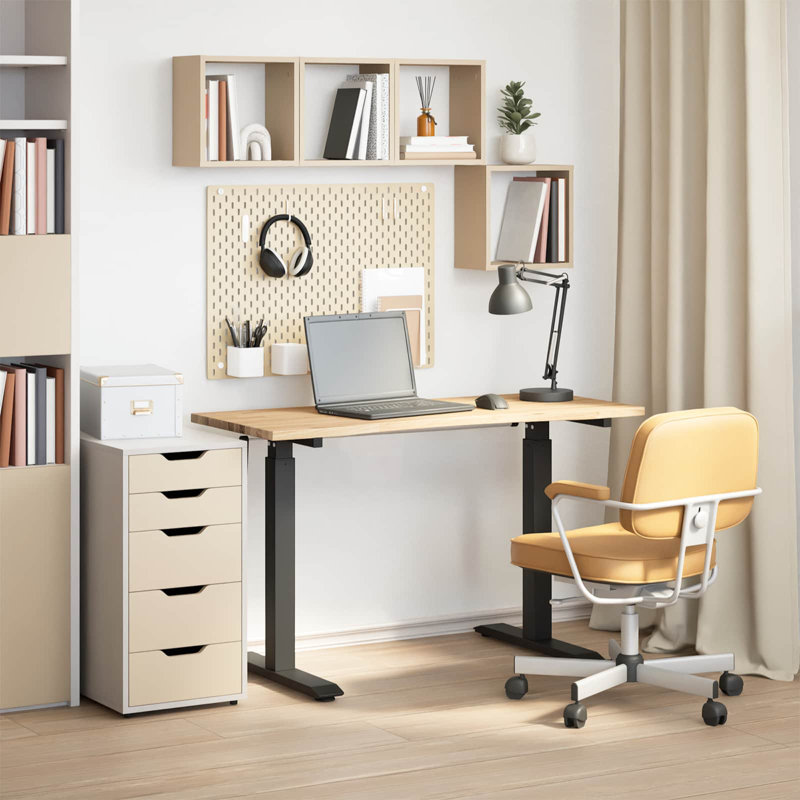 Adjustable Height Standing Desk, Natural, Black
