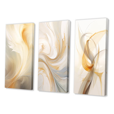 " Tender Whirling White Illustration " 3 Piece Art Set