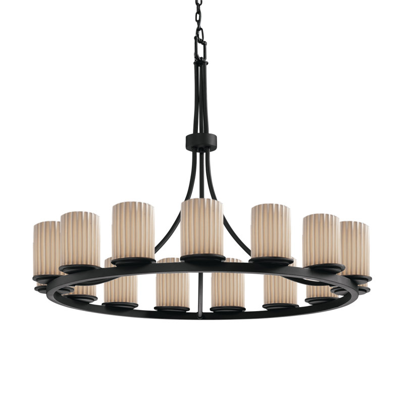 21 - Light Dimmable Wagon Wheel Chandelier