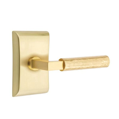 Emtek Select Privacy Interior Mortise w/ Neos Rosette & L-Square Stem, Hammered Lever