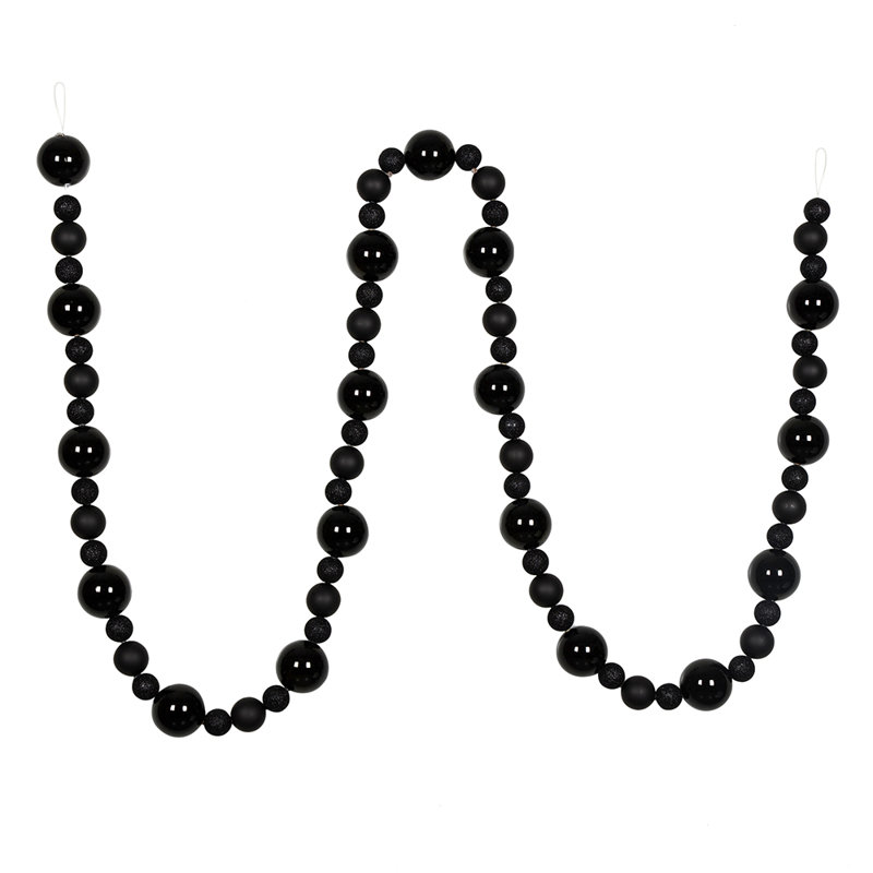 14" Black Shatterproof Christmas Ball Garland