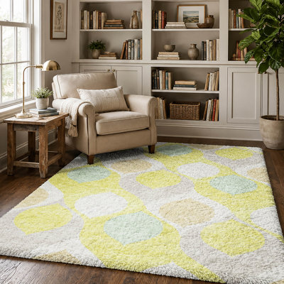 Tapis Dream Shag ADS749 de style moderne du milieu du siècle, lavable à la machine de qualité supérieure