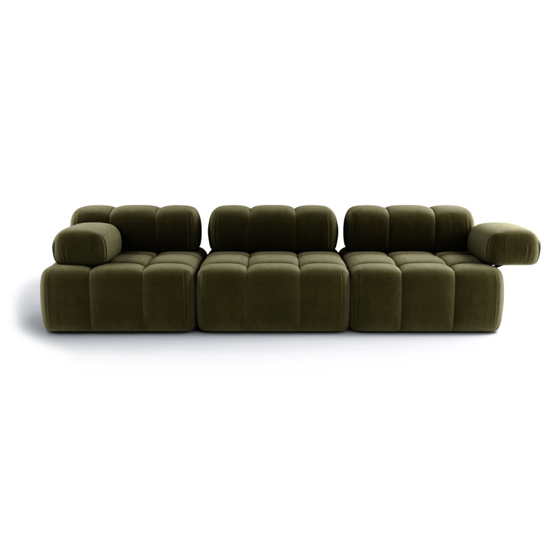 3 Seater Velvet Sectional, Olive