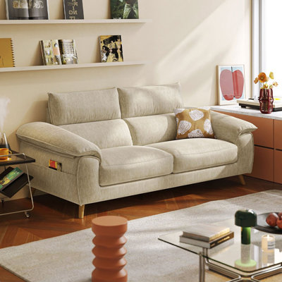 White Chenille Standard Sofa cushion Loveseat