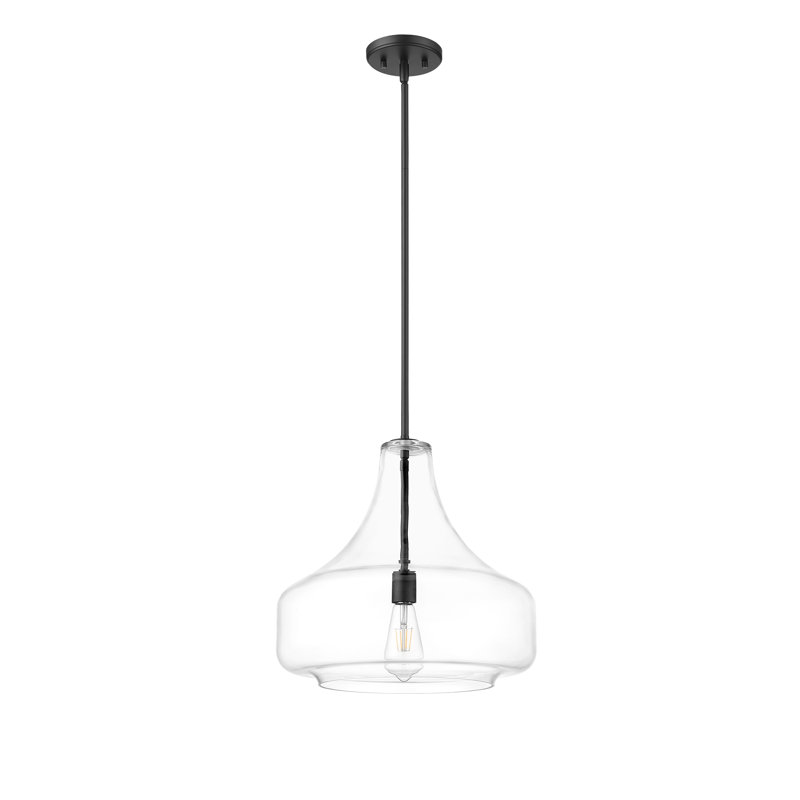 Luminaire suspendu en forme de globe en forme de goutte à 1 lumière Quatrain, Noir mat
