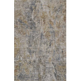 Abstract Machine Woven Polyester Area Rug in Blue/Brown