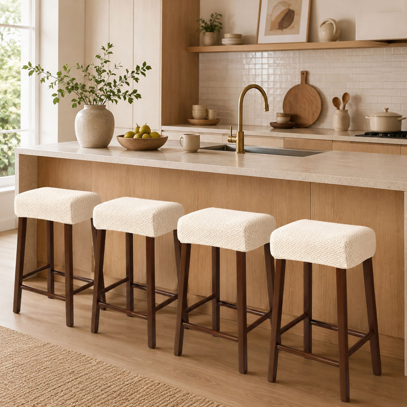 Ensemble de 4 housses de tabouret de bar en jacquard extensible