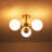 Aurellia 3 - Light White Globe Ribbed Glass Semi Flush Mount Ceiling Light-28004635