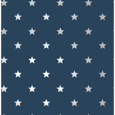 Papier peint géométrique bleu foncé Starry Motif