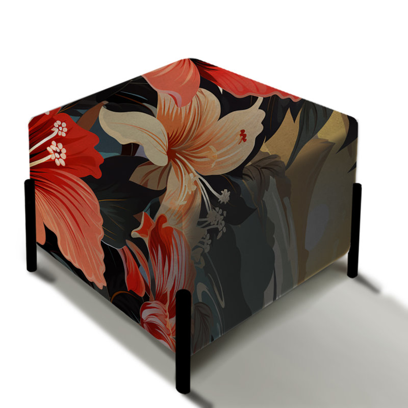 Tropical Sunset Botanical Pattern - Floral Square Ottoman
