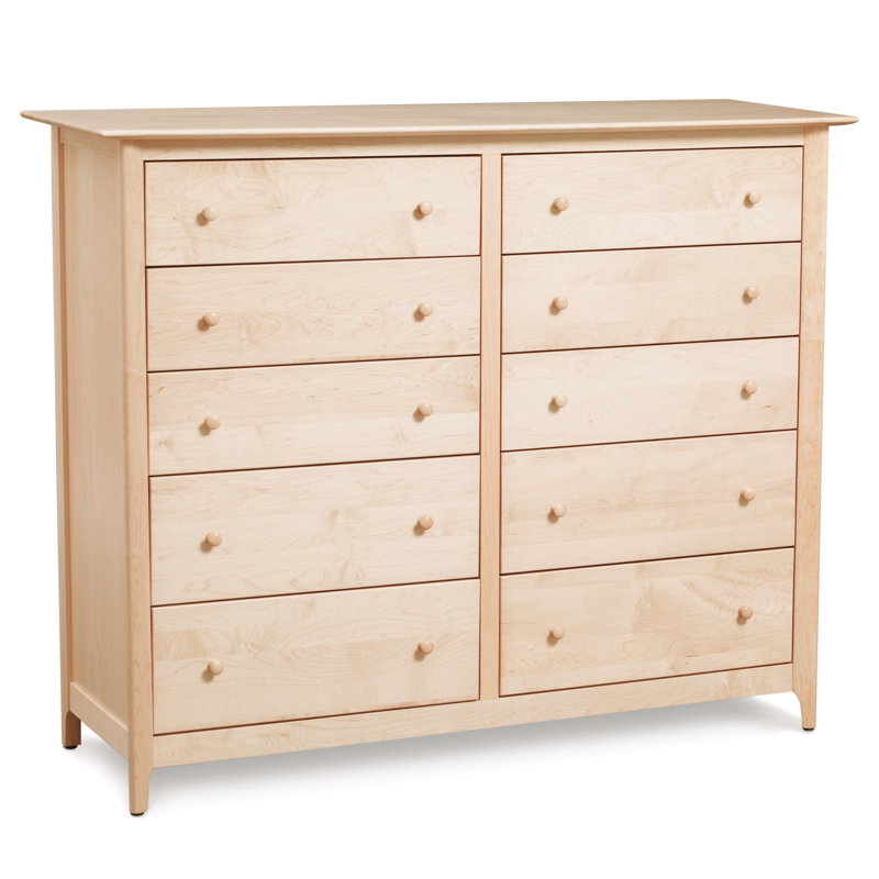 Sarah 10 - Drawer Solid Wood Dresser, Parchment Maple