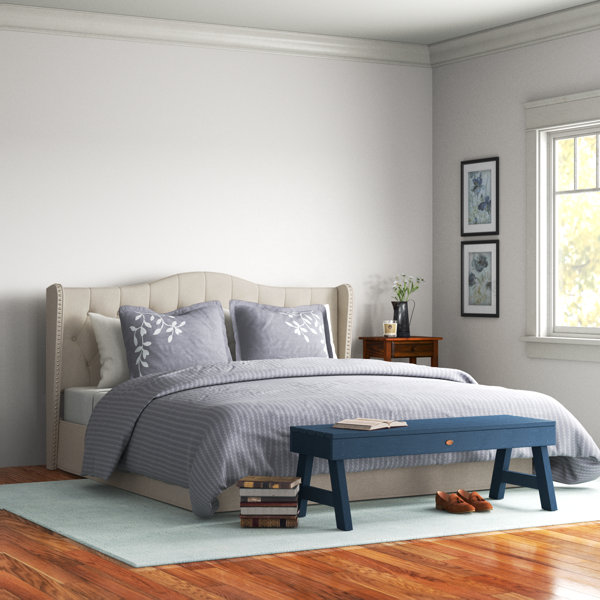 Modrest Audrey Modern Grey Velvet & Stainless Steel Bed