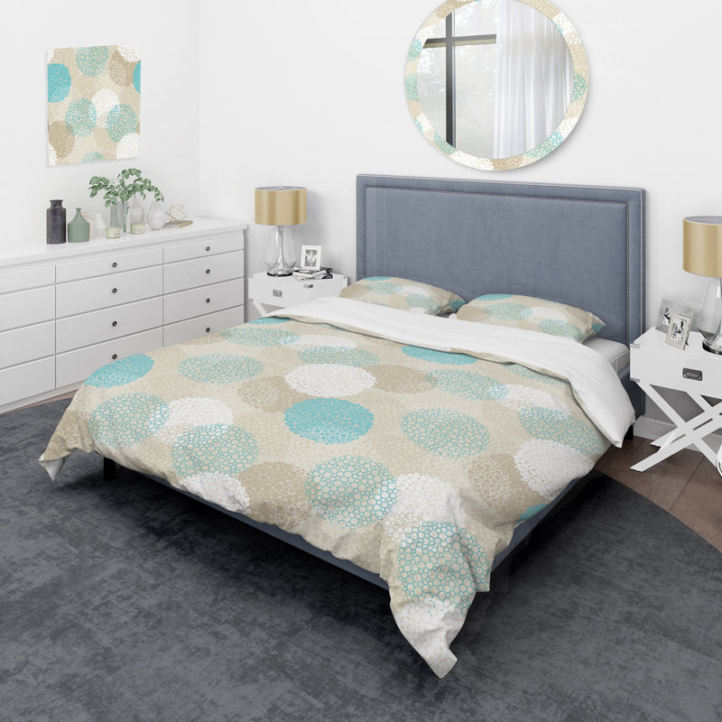 Motif de cercle bleu - ensemble de housse de couette abstrait - polyester microfibre