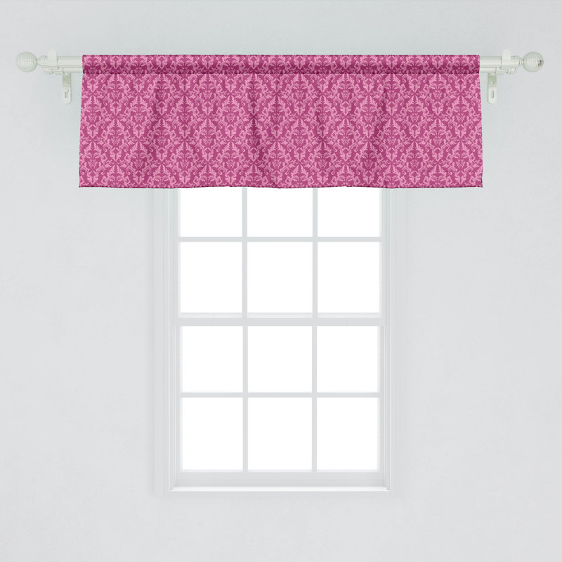 Cantonnière Ambesonne rose damassé rose pâle et magenta foncé, L 54 po x L 18 po