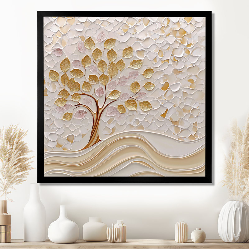 Golden Glow Colourful Beech Tree II - Tree Beech Canvas Print, Picture Framed Print, Black, 16" H x 16" W