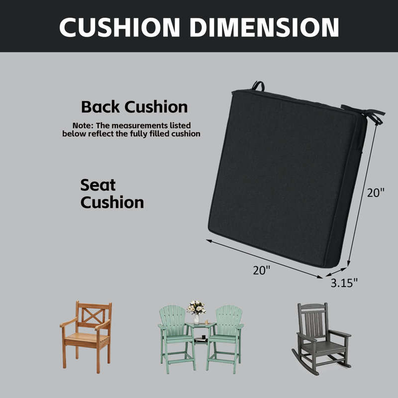 Coussins de siège de patio extérieur 51 x 51 x 8 cm, ensemble de 6 - Noir anthracite, Noir anthracite