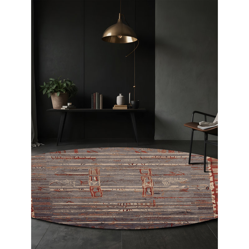 Tapis brun soyeux et moelleux, Rond 3 pi