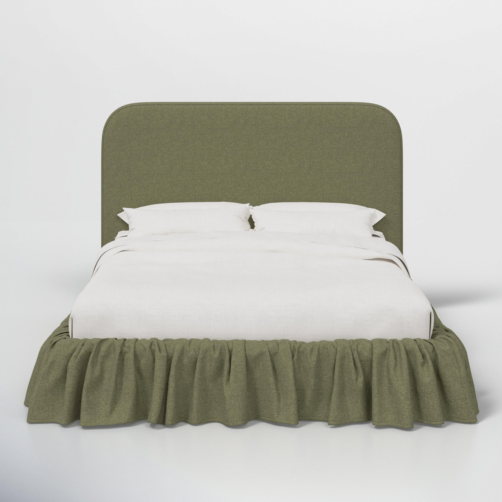 Maggie Ruffle Platform Bed, California King, Zuma Laurel Textured Linen