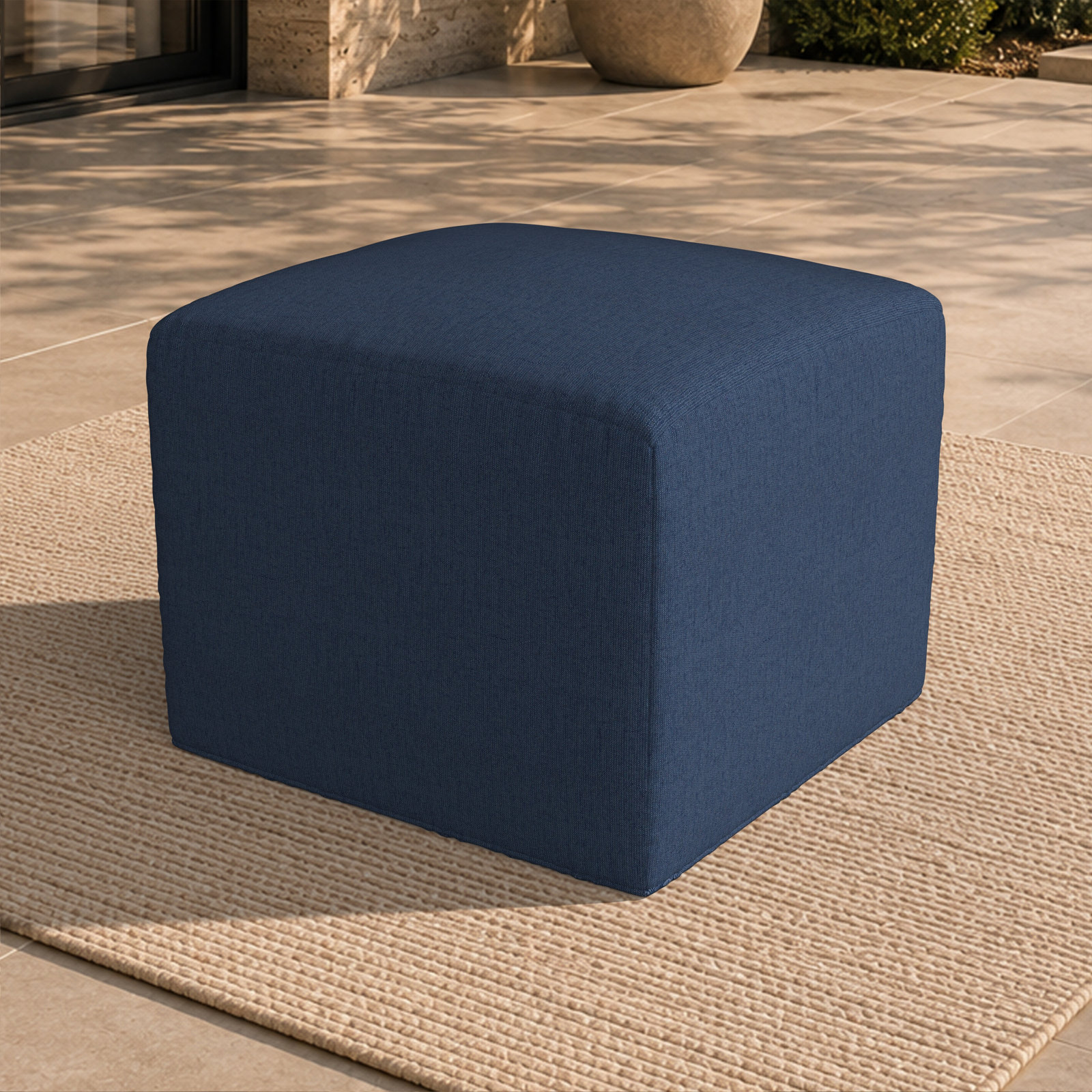 Praia 22" Sunbrella® Patio Ottoman, Spectrum Indigo Sunbrella®