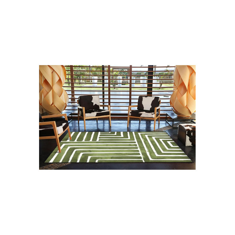 Tapis vert lavable à rayures vertes et blanches, Sous-tapis rectangulaire 3 pi 11 po x 5 pi 11 po i