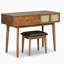 Ensemble coiffeuse classique 43,3 "avec miroir rabattable et tabouret, coiffeuse avec trois tiroirs et espace de rangement
