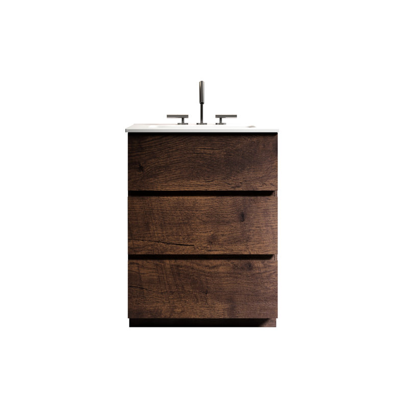 Meuble-lavabo moderne en noyer Vanarsdale, 24"