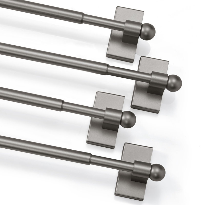 Tringle à rideaux magnétique facile à installer et facile à installer pour portes et fenêtres, paquet de 4, 9" - 16", Étain