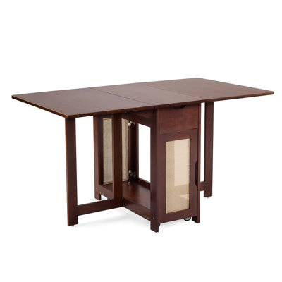 Walnut Wood Foldable Dining Table With Wheels