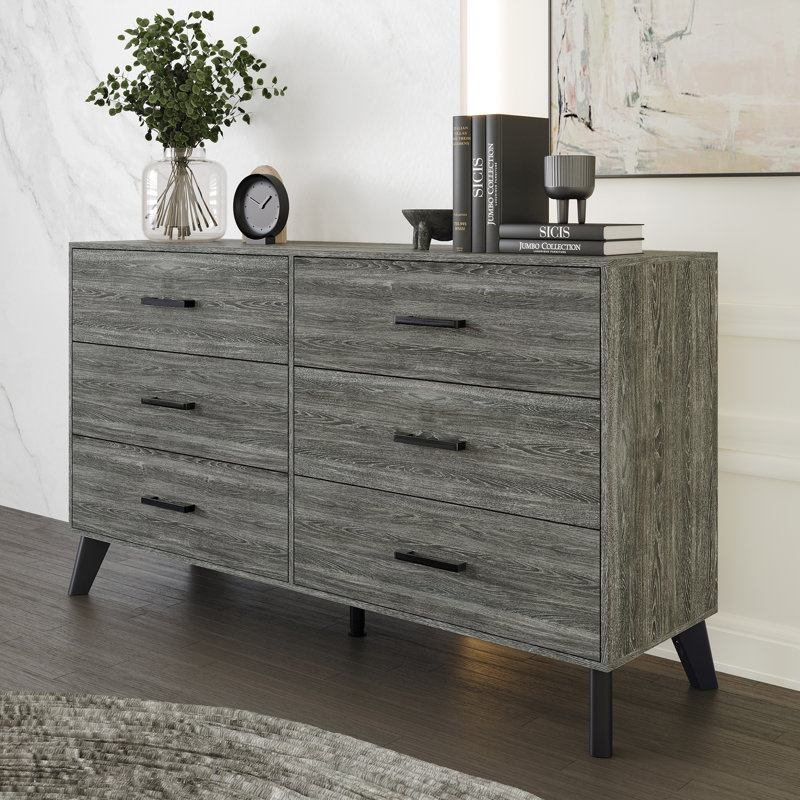 Jeweldine 52.56'' W 6 - Drawer Dresser, Dark Gray