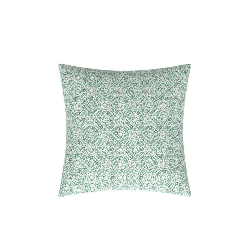 Malang Square 100% Cotton Pillow Cover & Insert, Spa Green, 22" x 22"